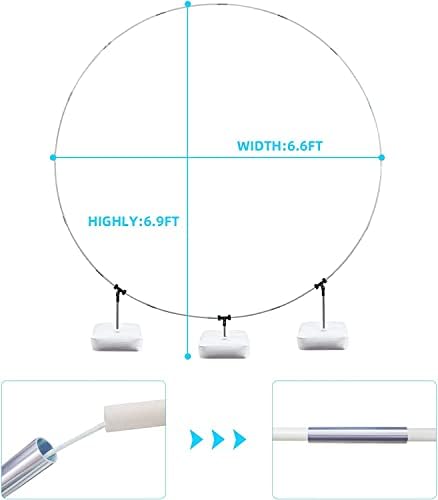 Тркалезен штанд за позадина, 6,7 метри круг балон лак комплет лак рамка за забава Алатка за декорација за свадбе