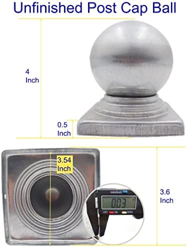 MosInsbo 4x4 Post Caps, 5 парчиња ограда Пост капачиња купола, изработена од сребрен галванизиран челик, трајни капачиња за тешки