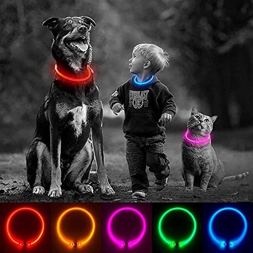 iTayga ПРЕДВОДЕНА Куче Јака USB Полнење Осветли Куче Јака Прилагодливи TPU Пет Јаки За Големи Средни И Мали Кучиња