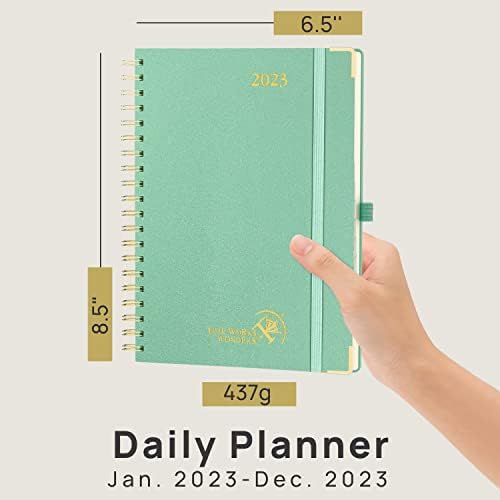 Poprun 2023 Planner Daily Weekly and Meketly 6.5 x 8,5 -agenda 2023 со распоред на час и вертикален неделен распоред, месечни јазичиња