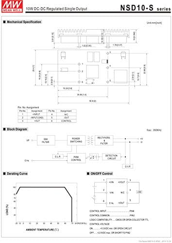 ЗНАЧИ ДОБРО NSD10-12S15 15V 0.67 На 10.05 W DC-DC Регулирани Еден Излез DC/DC Конвертор