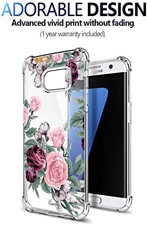 Galaxy S7 Edge Case for Whilds Women Clear со цвеќиња Дизајн на шок -заштитен мобилен телефон случаи за Samsung Galaxy S7 Edge 5,5 инчи