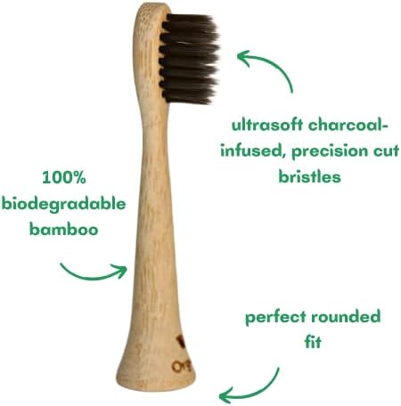 Org-o бамбус електрична четка за заби глави | Биоразградливи еколошки меки влакна | Влакнат од јаглен | глави за замена заснована на