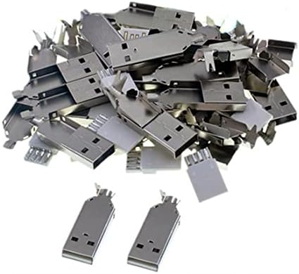 QMSeller 10 парчиња лемење USB тип А машка конектор W Метална обвивка за DIY