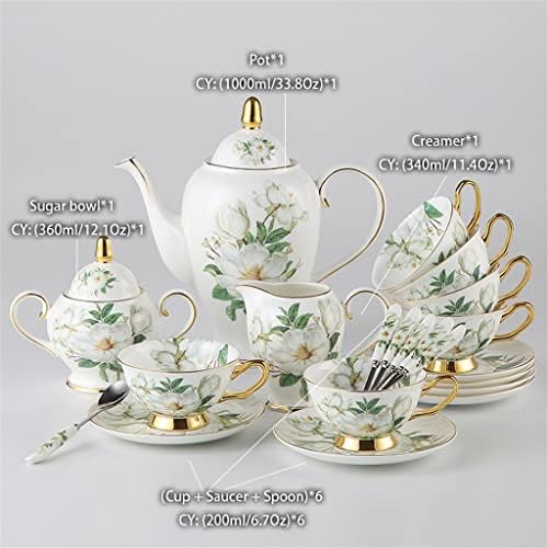 Xiulaiq Camellia Model Cafe Cafe Set англиски порцелан чај постави керамички тенџере кремаер шеќер сад чајник сет