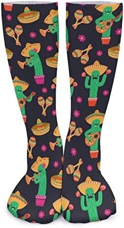 Weedkeycat симпатична смешна мексиканска кактус дебели чорапи новини смешни печатени графички обични топло средно цевки чорапи за зима
