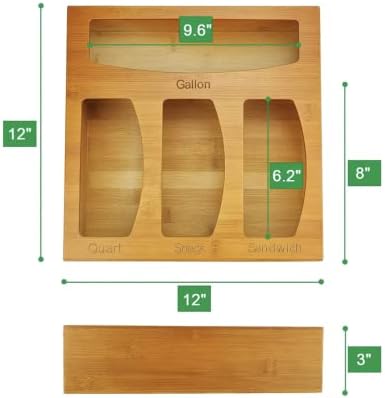 Сендвич Кварт Држачи За Торби Моќно Складирање Торби Организатор На Бамбус За Кујнски Фиоки Погоден За Литри Квартови Сендвичи Закуски