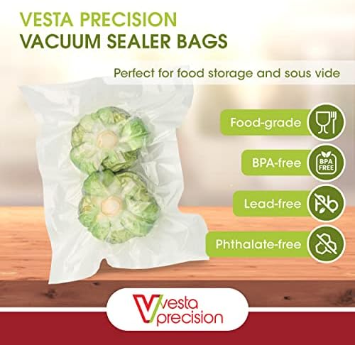 Прецизни вакуумски заптивки на Vesta - чисти и врежани торби за вакуум заптивки - одлично за складирање на храна и сос - 8 x 12 инчи - 25
