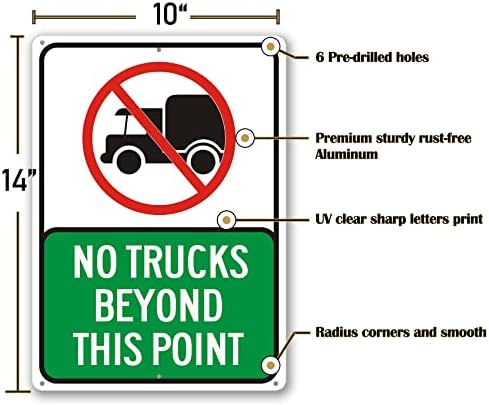 TQYC NO CAMIENS Beyond This Point Sign, 2-Pack 10 ”x 14” .040 Rust Freefactive Aluminum Road Sign, UV заштитен и водоотпорно, трајно