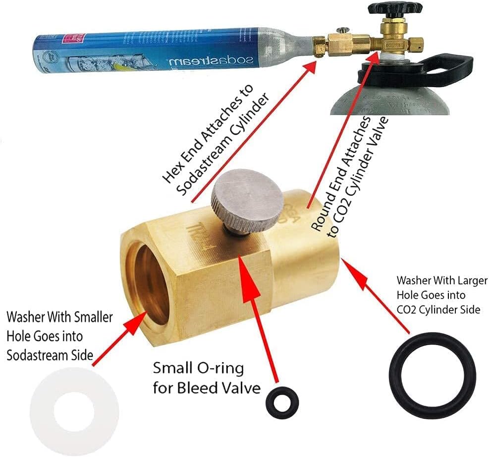 Farwind Home Use Soda Refill шише CO2 CO2 CILINDER CARTRIDGES, комплет за конектор за конектори за полнење на адаптерите CGA320 до TR21-4,