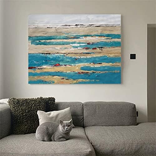 Yfqhdd рачно насликан златен фолија пејзаж океан пејзаж масло сликање дневна соба wallид декор подарок