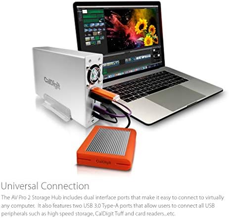 Caldigit AV Pro 2 Центар ЗА Складирање USB C 5Gb/s Надворешен Диск-Полнење до 30W, Компатибилен со + Macs И Thunderbolt 3 Парчиња