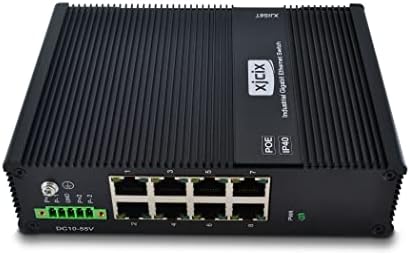XJCIX POE Industrial Ethernet Switch 8 Port POE 10/100Mbps RJ45 Не управувано DIN Rail Industrial Switch