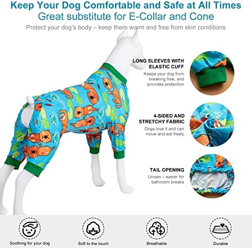Ловинпет големо куче џеми за големи кучиња: лесен затегнат плетена ткаенина, пижами за печатење на кучиња за спиење, пижами за кучиња,