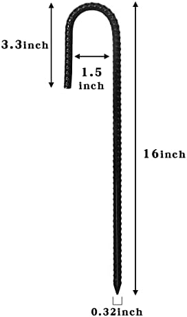 Rebar Stakes, 10 пакувања 16 инчи j Hook Hook The Heavy Ground Stakes за крошна шатор брануваа и ограда од ланци