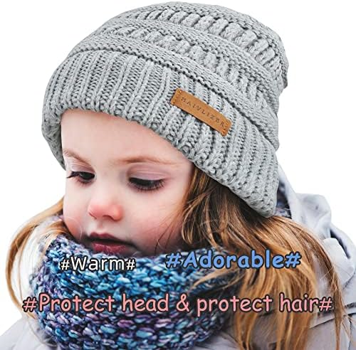Naivlizer Зимски Beanie Шапка за Момчиња &засилувач; Девојки Сатен Наредени Лигав Зимски Шапка Дете