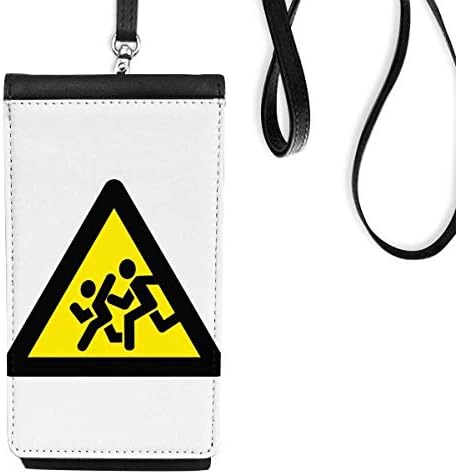 Предупредување симбол жолто црна потера забранета триаголник телефонски паричник чанта што виси мобилна торбичка црн џеб