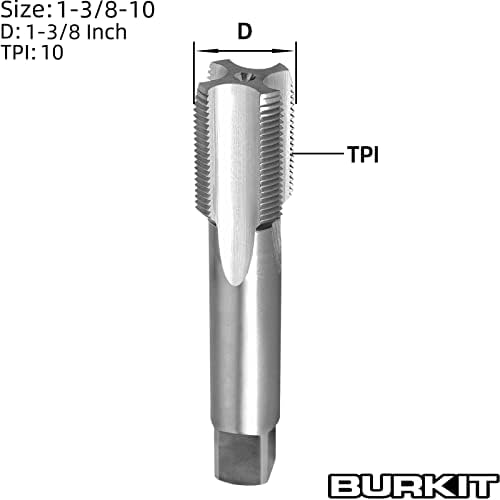 Burkit 1-3/8 -10 UN UN нишка Допрете десна рака, HSS 1-3/8 x 10 Uns-директно флуидна машина Допрете