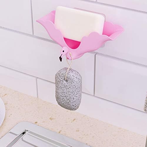 Сапун кутија Maserfaliw, класична, корисна, фламинго без трага за залепување wallид монтиран сапун за сапун, држач за контејнер-розова,