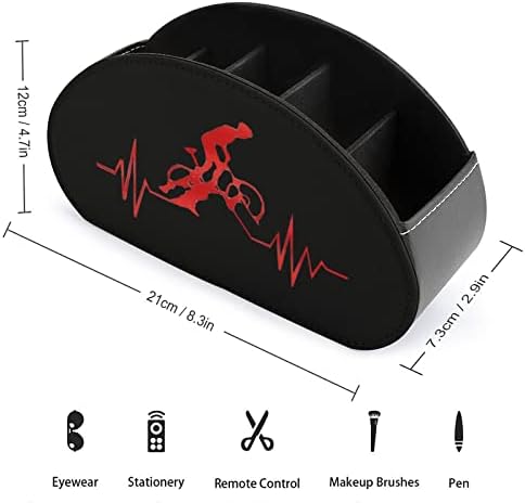 Држач за далечински управувач на планински велосипед со чукање на срцето со 5 оддели PU кожа Мултифункционално складирање Caddy Desktop Организатор
