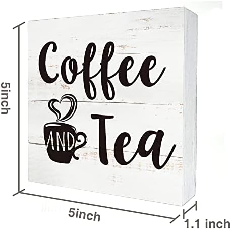 Кафе и чај дрво кутија знак кујна дома декор, рустикално смешно кафе дрвена кутија знак блок плакета за wallидни таблети декорација