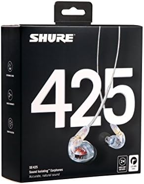 Shure SE425 PRO Жични Слушалки-Професионални Слушалки За Изолација На Звук Со Детален Звук, Хибрид Со Двоен Возач, Сигурно Вклопување Во