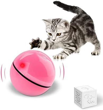 Ueoxtny Паметни интерактивни играчки со топка со мачки USB автоматско ротирачко лежење на LED светлосни миленичиња топки кои се