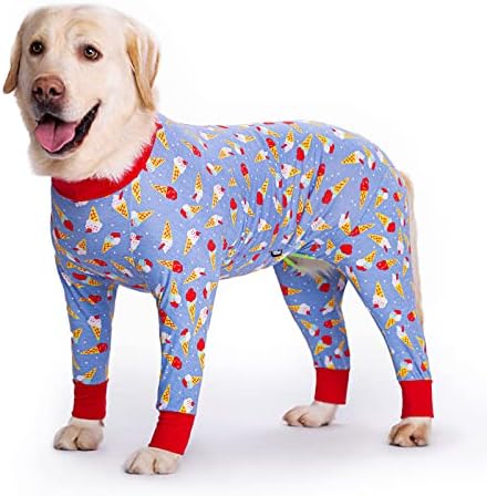 Кучиња пижами скокаат за средни големи кучиња, лесни кучиња PJS облека облека, кошула за кучиња со голема големина по операција, полн