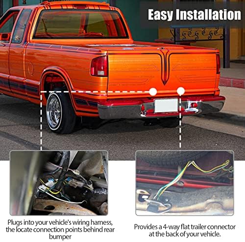 Mecmo Multi-Tow 4 Way Flat To 7 Way Blade и 4 рамен адаптер за приколка со прилагодена лента за жици за приколка со 4 пини за 98-04 Chevy