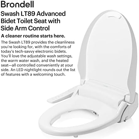 Брондел LT89 Swash Електронски Бидет SEAT LT89, Одговара На Издолжени Тоалети, Контрола На Раката Од Бела Страна, Топла Вода, Силен