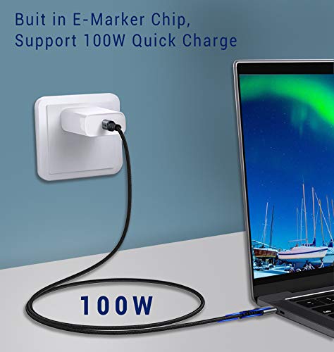 SUMPK USB C ДО USB C 3.1 КАБЕЛ 3ft 2 Пакети, 100w Тип C До Тип C Монитор Видео Кабел 4K 60Hz Дисплеј, 10gbps Брз Пренос НА Податоци USB C Кабел Е-Маркер Чип Кабел За Samsung Galaxy, SSD