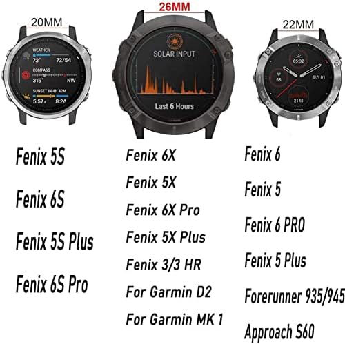 GHFHSG 22mm 26mm Силикагел+Кожен Ремен За Часовници За Garmin Fenix 6X 6 Pro 5X 5 Плус 3HR 935 945 Mk2 Wrуро Брзо Ослободување На Рачниот Зглоб