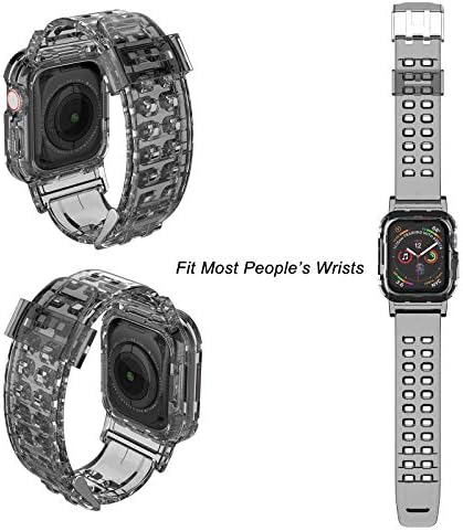 Tiflook компатибилен со Apple Watch Clear Band 45mm 44mm 42mm 41mm 40mm 38mm со Case, транспарентен кристален спортски часовник