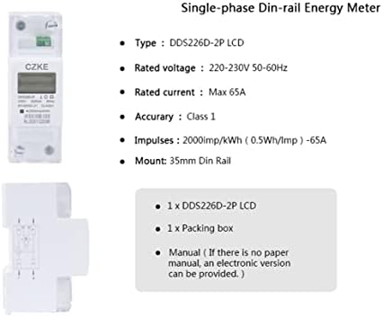 NYCR DDS226D-2P LCD единечен мерач на енергија DIN-Rail Energy 65A 100A 220V 230V 50Hz 60Hz Активен извоз на увоз на енергија kWh