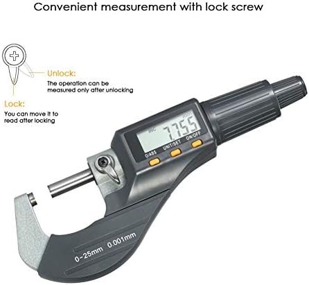 NFELIPIO 0-25mm Електронски надворешен микрометар Дигитален микрометар Микро-калиперска должина на мерната алатка за мерење