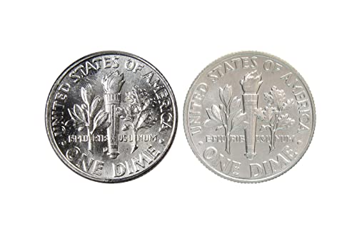 1963 D & 1970 D ROSEVELT DIME 10C врвен детален албум Gem редок банка избор силен 2 монети сет BU 90% сребро брилијантно нецирковно