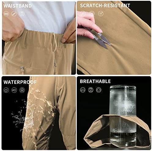 Нуков машки панталони за пешачење на отворено Брзо суво лесни водоотпорни панталони за мажи се протегаат 6 поштенски џебови и појас