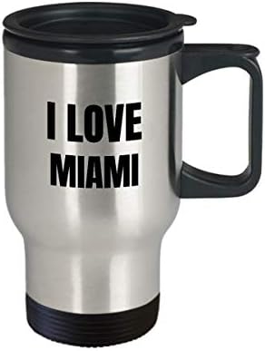 Сакам Мајами Патување Кригла Смешни Подарок Идеја Новина Замолчени Кафе Чај 14оз Нерѓосувачки Челик
