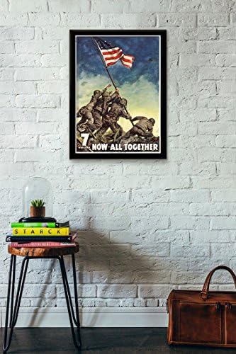 Управувачки студио дизајн iwo imaима постер, големина 8.3x11,7 инчи - WW2 маринци знамето Подигање на американската американска пропаганда
