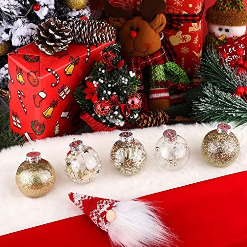 MCEAST 24 парчиња 2,36 инчи пластични Божиќни топки 8 дизајни распрскувани декоративни топки чаши Божиќни висечки украси со полнети