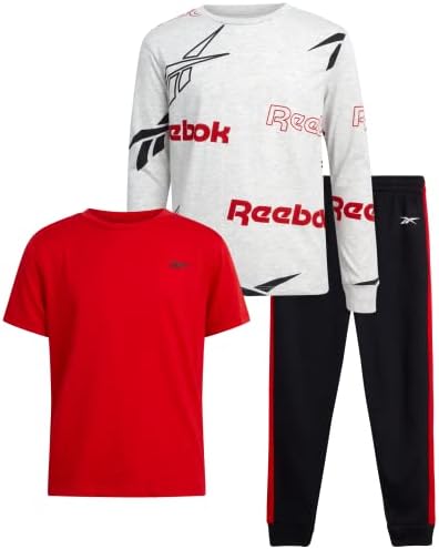 Активниот џогер на Reebok Boys - 3 парчиња кошула со долги ракави и џемпери - изведба на руно тренер за момчиња