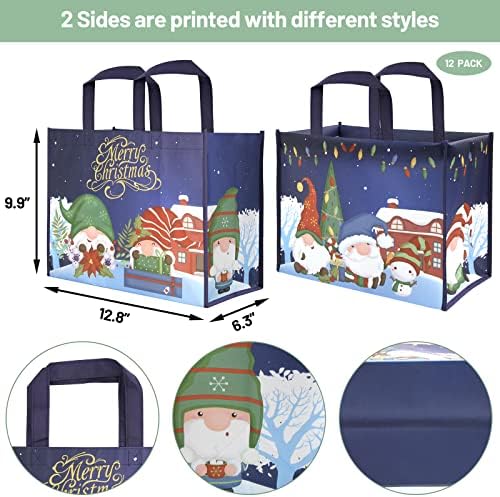 ФЕНСИ ЗЕМЈИШТЕ 12 СПАКУВАЈТЕ Божиќни Торбички Со Рачки Големи Торби За Подароци За Еднократна Употреба Торби За Купување Намирници