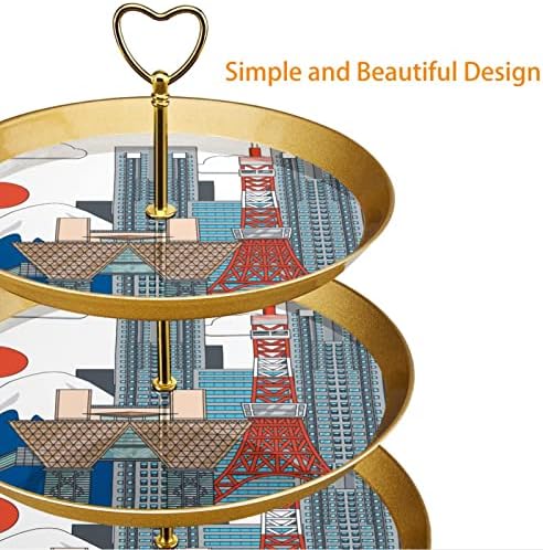 Штанд за Кекси од 3 Нивоа, Кула За Прикажување Колачи За Пециво, Чинија За Сервирање Кула За Десерт За Свадба Роденден Декор Згради