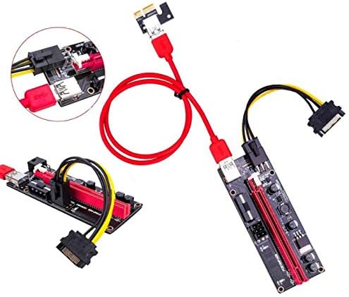 Конектори Ver009s PCI -E Riser картичка 009S PCI Express PCIE 1x до 16x Extender 1M 0,6M USB 3.0 кабел 6PIN за напојување за рударски рудар