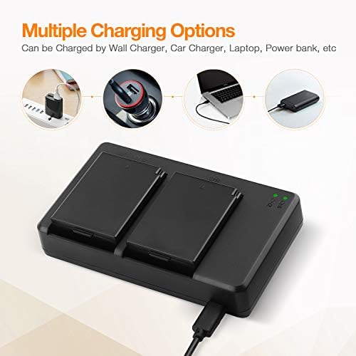 Powerextra за Canon LP-E10 Charger Battery, 2PCS LPE10 замена на канонска батерија со USB брз комплет за двојни полначи за Canon EOS Rebel