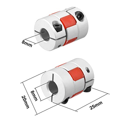 uxcell 2pcs Вратило Спојување 8mm до 8mm Создаден L25xD20 Флексибилни Спојка Заеднички За Серво Зачекори Мотор