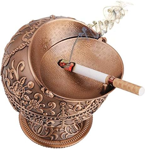 TFJS креативен гроздобер ветерница на ветерници со капак за цигари метал преносен цигара од пепел Елиминатор за елиминатор за внатрешна