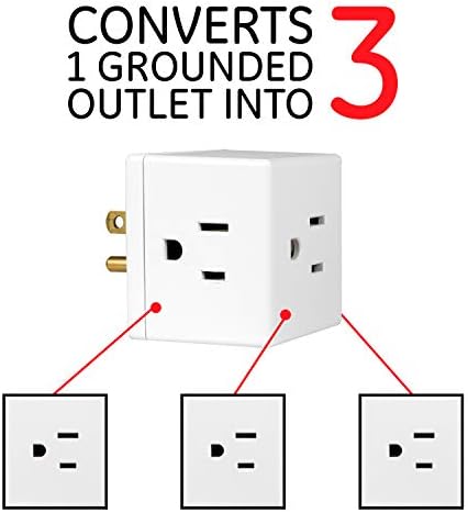 Jasco GE 3-Outlet Extender Wall Wall Cube, 3 пакувања, места за распоред на адаптер, дизајн со лесен пристап, заземјено, 3-подножје, совршен