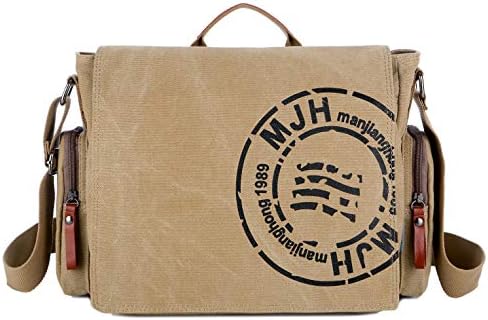 FSD.WG SATCHEL MESSENGER торба за мажи платно, торба за патување со рамо 13,5 лаптоп торбички
