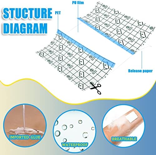 9 Ролни Водоотпорни Завои Транспарентен Филм Облекување Јасно Лепило Завои Туш Облекување Лента За Туш, 3 Големини